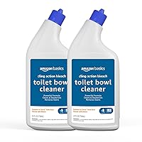 Amazon Basics Toilet Bowl Cleaner Cling Action Formula with Bleach, Fresh Scent, 24 Fl Oz, Pack of 2