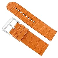 24mm Hirsch Magic Alligator Grain Orange Flat Genuine Leather Watch Band Strap