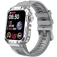 Military Smart Watch for Men 1.96 Inches Outdoor Sports Smartwatch with Answer/Make Call,Fitness Watch,Blood Oxygen,Heart Rate and Sleep Monitor Compatible with iPhone and Android Phones