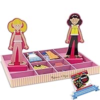 Melissa and Doug Abby and Emma: Dress Up Wooden Doll and Stand Play Set Bundle with 1 Theme Compatible M and D Scratch Art Mini-Pad (04940)