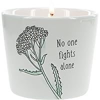 Pavilion Gift Company One Fights Alone-Tranquility 8oz Soy Wax Stoneware Vessel Single Wick Candle, White