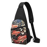 Sling Bag Crossbody for Women Fanny Pack Fish and Plants Chest Bag Daypack for Hiking Travel Waist Bag