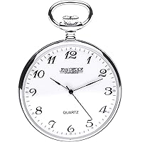 Open Faced Pocket Watch Sterling Silver - Quartz Movement - Gift