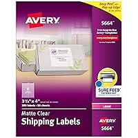 Avery Printable Shipping Labels with Sure Feed, 3-1/3