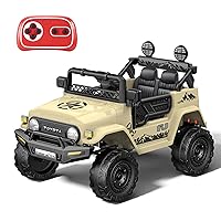 Kids car Electric car for Kids- Kids Jeep Remote Control Ride on car for Toddlers 12v Ride on Toys Children's Khaki