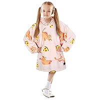 Tirrinia Oversized Hoodie Blanket Sweatshirt for Kids, Wearable Cute Patterns fleece Pullover, as Warm & Funny Gifts for 4-10 Years Boy Girl