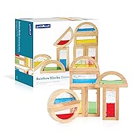 Guidecraft Rainbow Blocks - Shimmering Water: Creative Colorful Learning and Educational, Construction Building Toys Set for Kids - Stacking Blocks