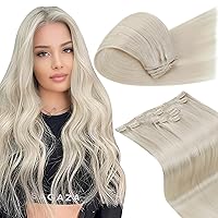 Ponytail Extension Human Hair 12 Inch Bundle Clip in Hair Extensions 12Inch #60 Platinum Blonde