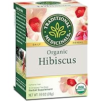 Traditional Medicinals Organic Hibiscus Herbal Tea, Supports Heart Health, (Pack of 1) - 16 Tea Bags