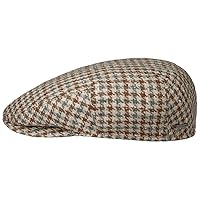 Stetson Kent Tricolour Houndstooth Flat Cap - Checked Hat Made of Silk and Wool - Elegant Peaked Cap - Classic Checked Pattern - Made in Germany - Men - All Year Round