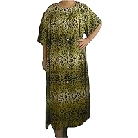 Plus Size Duster Dress Short Sleeve Leopard Rayon Casual House Wear, Bust 64