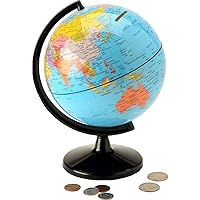 Waypoint Geographic Coin Bank Globe, 6” Coin Storage World Globe, Easy-to-Use Min Globe for Kids, Perfect for Desk, Classroom, and Small Office Décor
