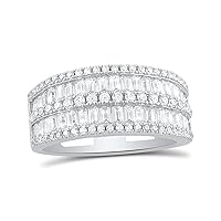 Sterling Silver Simulated Diamond Baguette Cut Statement Ring (Size 4-10)