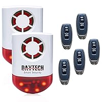 Daytech Strobe Siren Alarm Home Caring Loud Outdoor SOS Alert System 2 Red Flashing Siren,5 Remotes Panic Button for Store Home Hotel Jewelry Shop Security Alarm