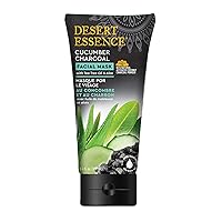 Desert Essence, Cucumber Charcoal Facial Mask 3.4 fl. oz. - Gluten Free, Vegan, Cruelty Free - Detoxifying Charcoal - Cleansing Tea Tree Oil - Soothing Cucumber & Aloe - Radiant & Clear Skin