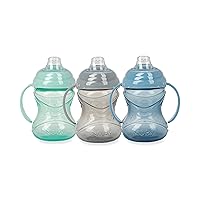 Nuby Clik-It Soft Spout No-Spill Training Sippy Cup with Handles - (3-Pack) 10 Oz - 4+ Months - Neutral