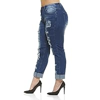 V.I.P. JEANS Women's Distressed Patched Skinny Ripped Jeans