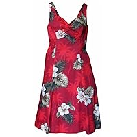 Pacific Legend Women's White Hibiscus Monstera A Line Flare Dress