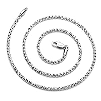 Jewelry 3mm Titanium Steel Rolo Silver Chain Necklaces for Women Men 16 to 30 Inch