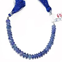Natural Tanzanite Smooth Rondelle 6.5-13 MM AAA Grade Semi Precious Gemstone 6 Inches Long Bead Strands Birthstone December Jewelry Making Supply Necklace, Earring, Bracelet Unique Crafts DIY