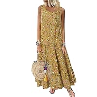 Women's Summer Round Neck Casual Dress, Beach Dress, Solid Color Dress, Floral Dress