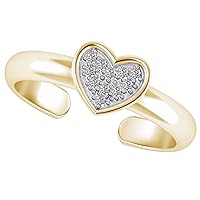 SwaraEcom Yellow Gold Plated Round CZ Cluster Heart Shape Toe Ring for Women (0.15 Ct)