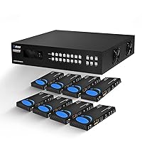 OREI 8X8 4K HDMI Matrix Switcher Extender - HDBaseT UltraHD 4K @ 60Hz 4:4:4 Over Single CAT5e/6/7 Cable with HDR, CEC & IR Control, RS-232 - Up to 400 Ft - Additional 8 Loop Out - 8 Receivers