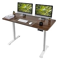 Homall Electric Height Adjustable Standing Desk 55 x 28 Inches Computer Desk Stand Up Home Office Workstation Desk T-Shaped Metal Bracket Desk with Wood Tabletop and Memory Settings （Nut-brown）