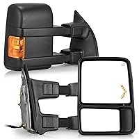 YITAMOTOR Towing Mirrors compatible for 2008-2016 Ford F250 F350 F450 F550 Super Duty Tow Mirrors Power Heated with Amber Turn Signal Light Side Mirrors