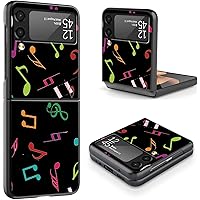 Music Notes for Samsung Galaxy Z Flip 4 5G Case, Slim Galaxy Z Flip 4 Phone Case for Men/Women, Hard PC Shookproof Wireless Charging Cover for Samsung Z Flip4 2022