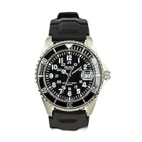 Del Mar 50259 43mm Stainless Steel Quartz Watch w/Silicone Band in Black with a Black dial