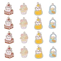 KitBeads 20pcs Mixed Styles Cat Charms Cute Enamel Cake Charms Alloy Animal Cartoon Cat Tropical Cactus Charms for Jewelry Making Bracelets Necklace