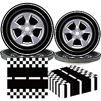 72pcs Cars Birthday Party Tableware Sets Wheels Track Plates Napkins Race Car Paper Plates Dinnerware For Boys Kids Baby Shower Decorations Severs 24 Guests