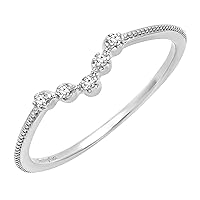 Dazzlingrock Collection White Diamond 5 Stone Beaded Chevron Band for Women (0.05 ctw, Clarity I-J, Clarity I1-I3) in Gold