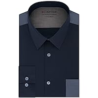 Calvin Klein Mens Slim Fit Performance Button Up Dress Shirt Navy 15-15 1/2