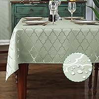 Jacquard Tablecloth Rectangle Damask Fabric Table Cloth, Water Resistant & Wrinkle Free Polyester Table Cover for Kitchen Dining Tabletop Use (Rectangle/Oblong, 60