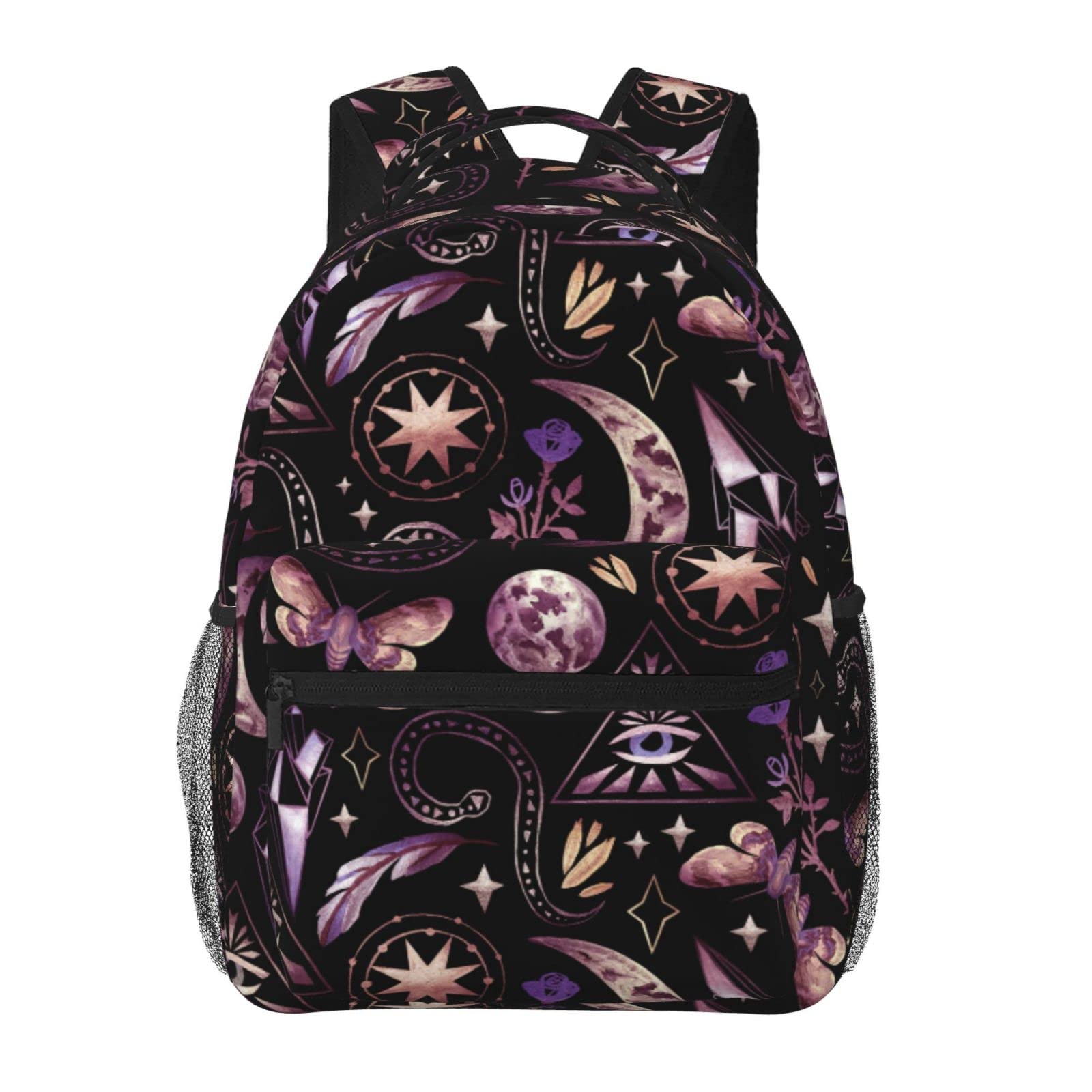 DADABULIU School Backpack Tarot Moon Butterfly Magic Goth for Women Girl Student Bookbag Durable Casual Daypack Teens College Lightweight Hiking Travel Bag Over 3 Years Old