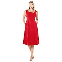 Donna Morgan Women's Stretch Crepe Asymmetric Neckline Fit and Flare Dress