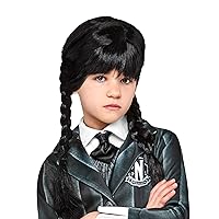Rubie's Girl's Wednesday TV Show Wednesday Costume Wig, As Shown, One Size