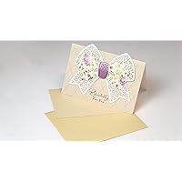 Elegant Flower Design Greeting Card Set with Laser-engraved Butterfly Bow - Perfect for Various Occasions (Yellow)