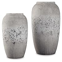 Signature Design by Ashley Dimitra Painted Ceramic 2 Piece Decorative Vase Set, Light Gray