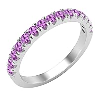 Dazzlingrock Collection Round Gemstone or Diamond Ladies Half Eternity Style Wedding Stackable Band | Available in 10K/14K/18K Gold & 925 Sterling Silver