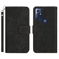 Protective Phone Cover Case Compatible with Moto G Power 2022 Wallet Case,Soft PU Leather Folio Flip Protective Cover,Magnetic Closure Shockproof Case Shockproof Cover Pocket (Color : Black)