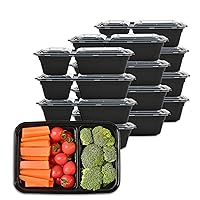 Meal Prep Containers Microwave Safe 16 Pack 2 Compartment with Lids, Food Storage Reusable, Stackable Bento Box, BPA Free, Freezer, Dishwasher Safe (32 oz)