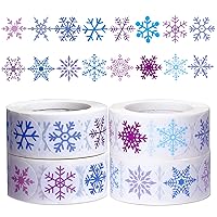 2000 PCS Christmas Snowflake Stickers Roll Xmas Self Adhesive Labels Stickers Craft Christmas Party Favors Supplies Decorations(16 Styles)
