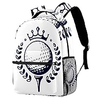 Golf Ball On Tee With Wreath And Crown Durable Laptops Backpack Computer Bag for Women & Men Fit Notebook Tablet