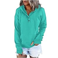 Womens Cute Sweatshirts Button Up Cropped Pullover Tops Long Sleeve Hoodies Fall Outfits Clothes Thumb Hole Pocket