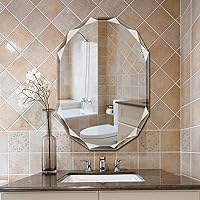 Single Beveled Edge Frameless Wall Mount Bathroom Vanity Mirror, 30” X 36”