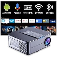 Smart Projector 5G WiFi Bluetooth, Artlii Play3 Outdoor Movie Projector 4K Supported, Android TV 10, Google Voice Assistant, Full HD Native 1080P Projector with Built-in Netflix, YouTube, Prime Video