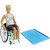Ken Fashionistas Doll #167 with Wheelchair and Ramp Wearing Tie-Dye Shirt, Black Shorts and Accessories (Amazon Exclusive)
